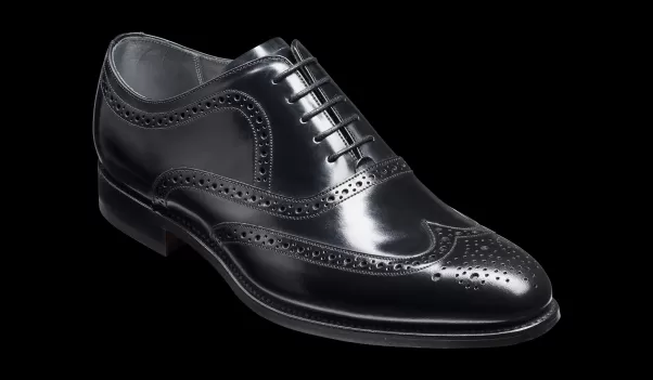 Barker Shoes Flash Sale Men Hampstead - Black Hi-Shine Oxford Brogue Shoe Mens Oxfords