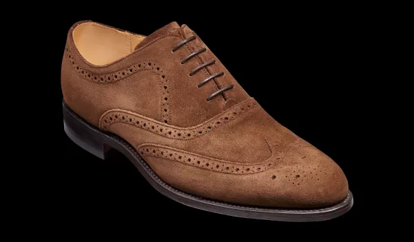 Specialized Mens Oxfords Barker Shoes Men Hampstead - Castagnia Suede Oxford Brogue Shoe