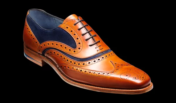 Barker Shoes Mcclean - Cedar Calf / Blue Suede Mens Oxfords Men Quality