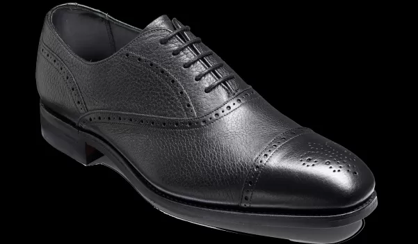 Newent - Black Deerskin Elegant Men Barker Shoes Mens Oxfords