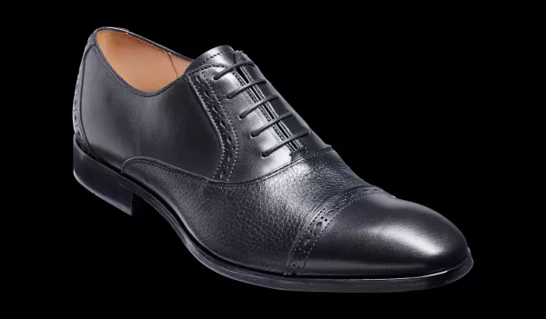 Mens Oxfords Men Rare Ramsgate - Black Calf / Black Deerskin Toe Cap Oxford Barker Shoes