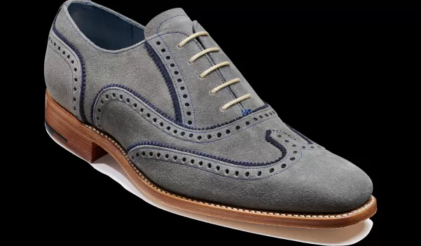Spencer - Grey / Navy Suede Barker Shoes Mens Oxfords Offer Men