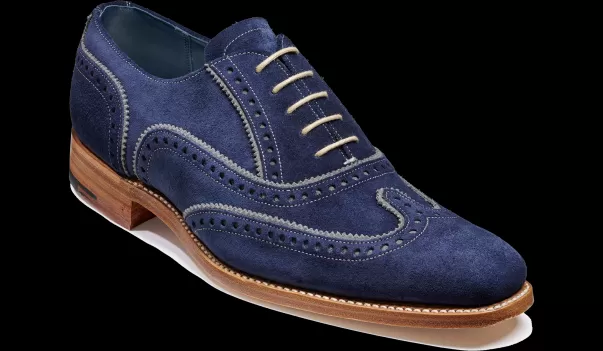 Barker Shoes Vintage Men Mens Oxfords Spencer - Navy / Grey Suede