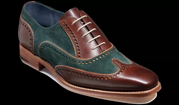 Mens Oxfords Spencer - Walnut Calf / Green Suede Men Barker Shoes Customized