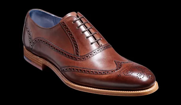 Mens Oxfords Reduced To Clear Men Valiant - Ebony Hand Painted Oxford Brogue Barker Shoes