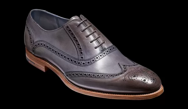 Valiant - Grey Hand Painted Brogue Men Personalized Mens Oxfords Barker Shoes