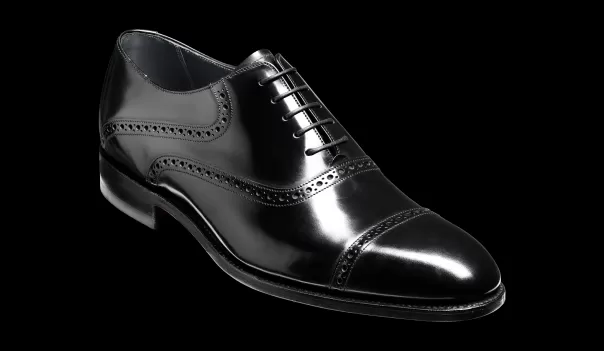 Wilton - Black Hi-Shine Oxford Handcrafted Barker Shoes Men Mens Oxfords