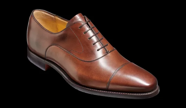 Men Best Mens Oxfords Wright - Walnut Calf Hand-Stitched Oxford Barker Shoes