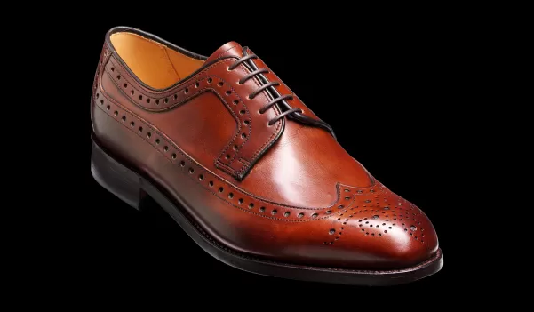 Popular Men Mens Derbys Portrush - Walnut Calf Wingtip Derby Barker Shoes