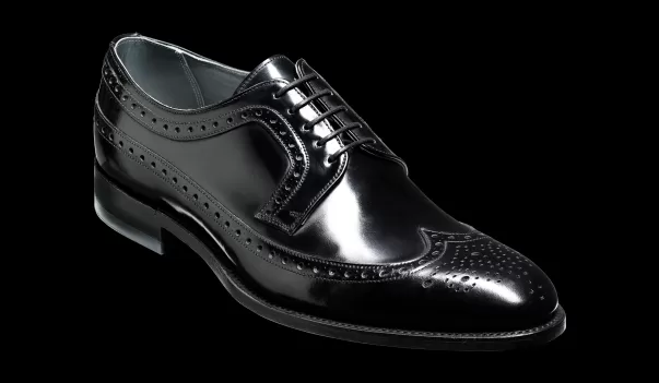 Men Specialized Mens Derbys Woodbridge - Black Hi-Shine Derby Barker Shoes