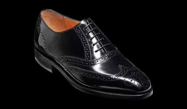 Albert - Black Hi-Shine Brogue Compact Mens Brogues Barker Shoes Men