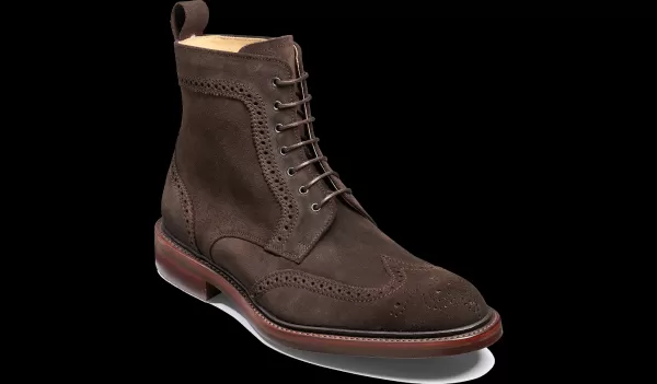 Reliable Barker Shoes Calder - Chocolate Burnish Suede Mens Brogues Men