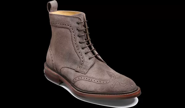 Calder - Grey Suede Barker Shoes Best Men Mens Brogues