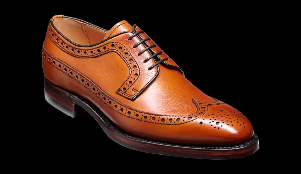 Barker Shoes Mens Brogues Calvay - Cedar Grain Mens Longwing Brogue Shoe Affordable Men
