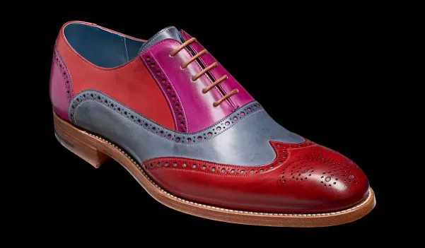 Barker Shoes Mens Brogues Valiant Multi - Red / Grey / Purple Hand Painted Men Customized