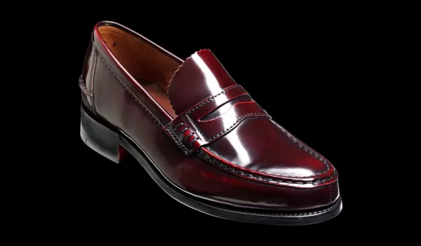 Barker Shoes Caruso - Burgundy Hi-Shine - Penny Loafer Shoe Men Artisan Mens Loafers