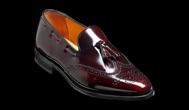 Amplify Men Clive - Burgundy Hi-Shine Wingtip Loafer Shoe Mens Loafers Barker Shoes