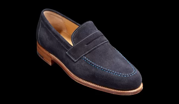 Jevington - Navy Suede Ergonomic Mens Loafers Barker Shoes Men