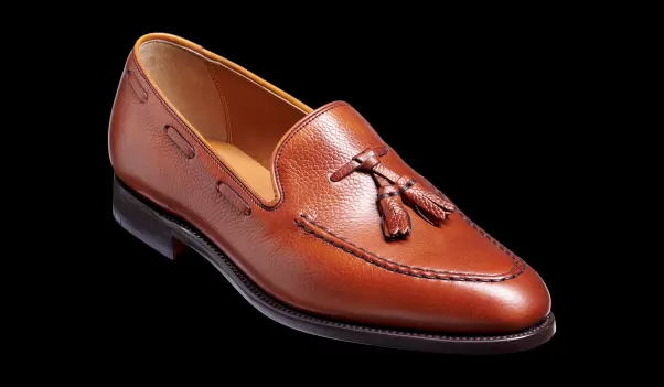 Barker Shoes New Mens Loafers Newborough - Antique Rosewood Grain Loafer Shoe Men