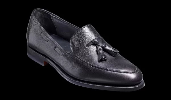 Mens Loafers Barker Shoes 2024 Newborough - Black Grain Hand Stitched Loafer Men