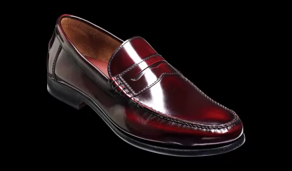 Barker Shoes Newington - Burgundy Hi-Shine Mens Loafers Easy-To-Use Men