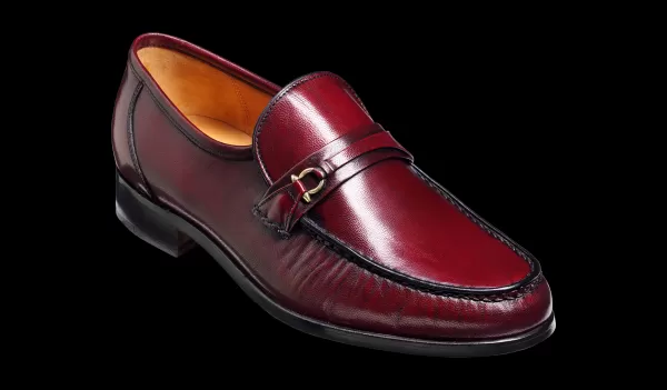 Mens Loafers Men Tailor-Made Barker Shoes Wade - Burgundy Kid Loafer