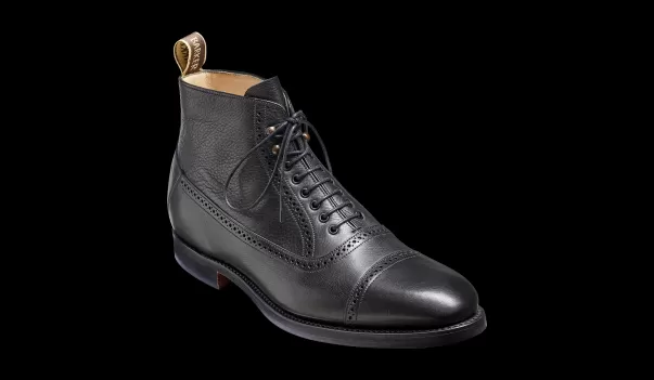 Chic Mens Boots Barker Shoes Foley - Black Soft Grain Toe-Cap Boot Men