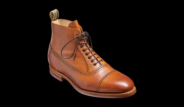 Men Mens Boots Barker Shoes Budget Foley - Tan Soft Grain Mens Toe Cap Boot
