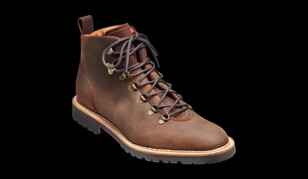 Mens Boots Barker Shoes Men Glencoe - Mid Brown Waxy Suede Mens Hiking Boot Streamlined
