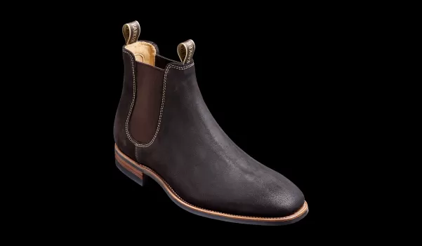 Men Mansfield - Choc Burnish Suede Chelsea Boot Mens Boots Barker Shoes Early Bird