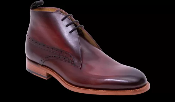 Mens Boots Tyne - Hand Brushed Burgundy Barker Shoes High-Quality Men