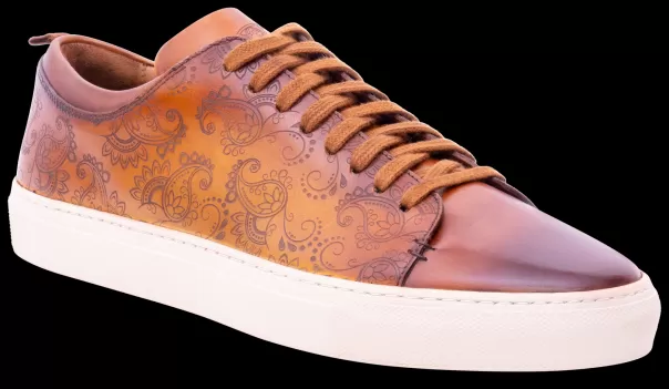 Barker Shoes Chic Paisely - Cedar Hand Painted Men Mens Sneakers