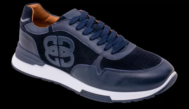Mens Sneakers Men Affordable Boston - Navy Combi Barker Shoes