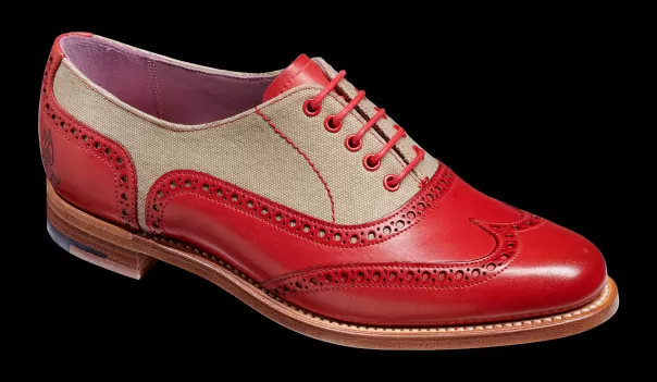 Women Ali - Red Hand Painted / Grey Canvas Women Wingtip Shoe Online Womens Brogues Barker Shoes
