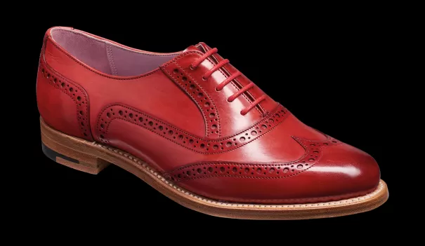 Promo Barker Shoes Women Womens Brogues Fearne - Red Hand Painted Womens Brogue Shoe