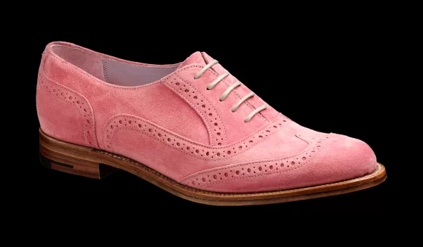 Outlet Womens Brogues Barker Shoes Women Freya - Pink Suede Women Brogue Shoe