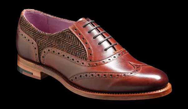 Freya - Walnut Calf / Brown Tweed Women Wingtip Shoe Women Womens Brogues Sleek Barker Shoes