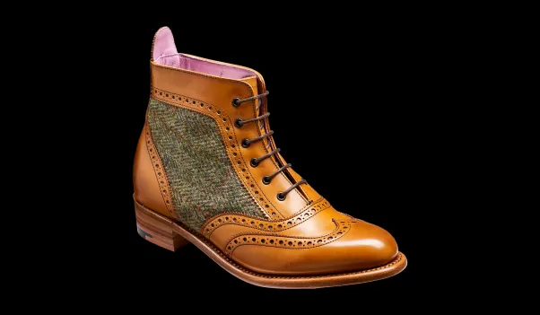 Women Innovative Womens Brogues Grace - Cedar Calf / Green Tweed - Women Lace Up Boot Barker Shoes
