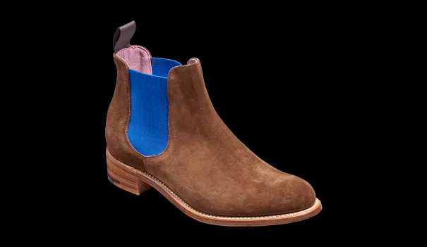 Barker Shoes Violet - Castagnia Suede / Blue Elastic Womens Boots Women Innovative