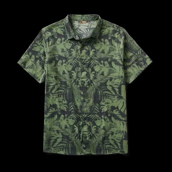 2024 Jungle Green Print Bless Up Breathable Stretch Shirt Men Shirts