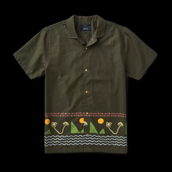 Island Time Dark Military Gonzo Camp Collar Shirt Men Shirts Heavy-Duty