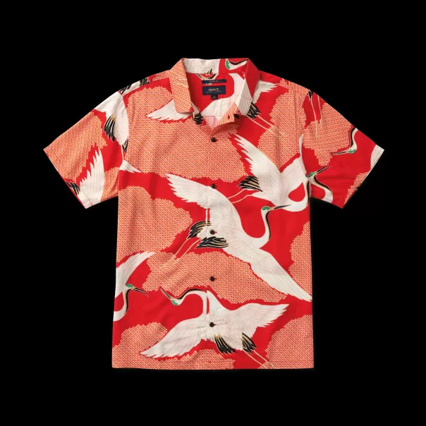 Functional Hoffman Bright Red Vintage Crane Men Gonzo Camp Collar Shirt Shirts