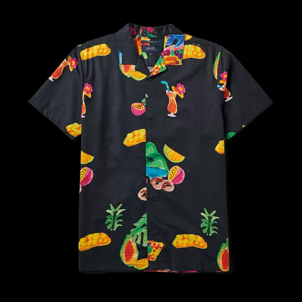 Tahiti Treat Black Gonzo Camp Collar Shirt Men Must-Go Prices Shirts