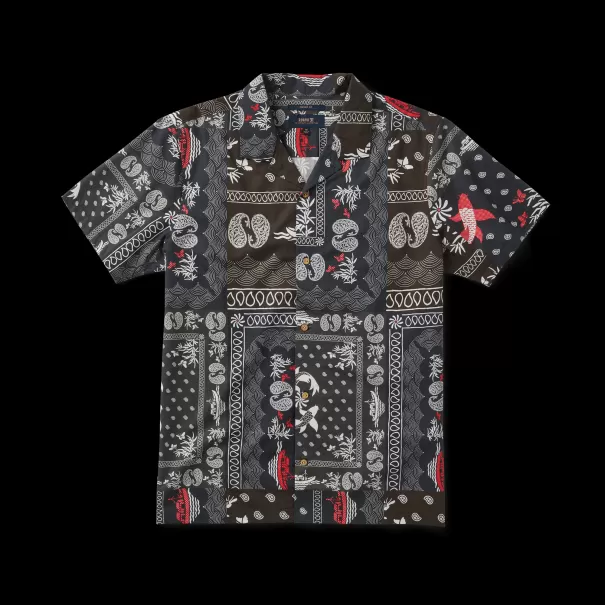 Men Shirts Hachimaki Black Gonzo Camp Collar Shirt Fashionable
