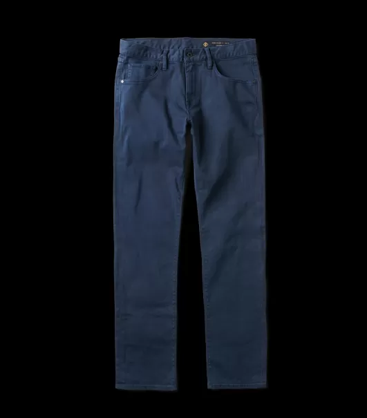 Men Dark Navy Jeans Hwy 128 Straight Fit Broken Twill Jeans Top