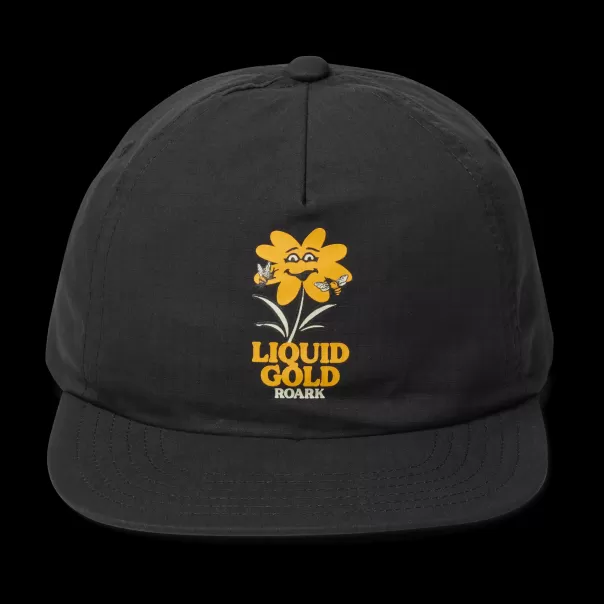 Hats Men Store Liquid Gold 5 Panel Strapback Hat Black
