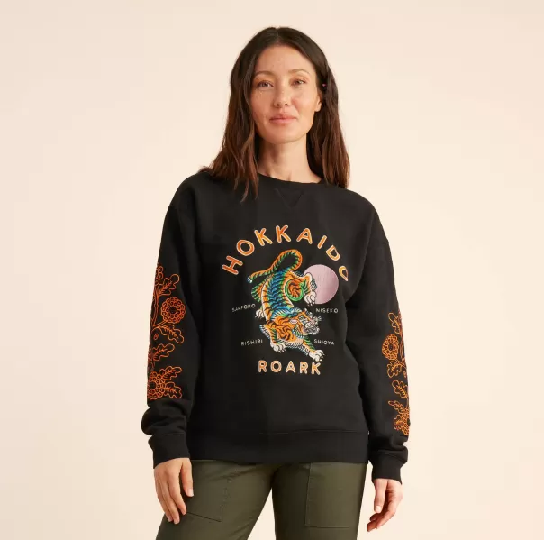 Sweatshirts & Hoodies Black Hokkaido Tiger Club Fleece Sweatshirt Women Stylish