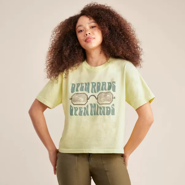 Open Roads Boxy Crop Premium Tee Tees Women Lime Contemporary